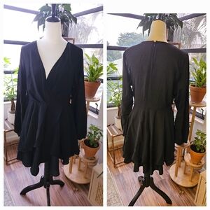 Flirty Black Long-Sleeve Mini Dress